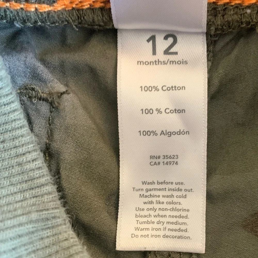 Carter’s Black Brown Gray Green Army Fatigue Pants Size 12mos